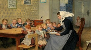 A large family eating